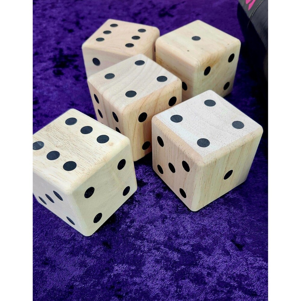 Summer! Big Extra Large Brown Wooden Lawn Dice 5 piece For Outdoor Use image 6
